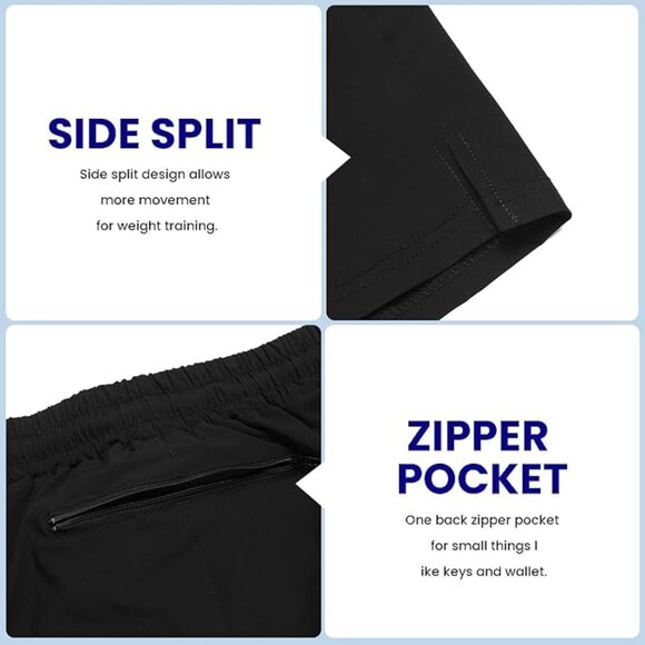 Coofandy Black Workout Shorts (7 Inch Inseam) - Picture 4 of 9